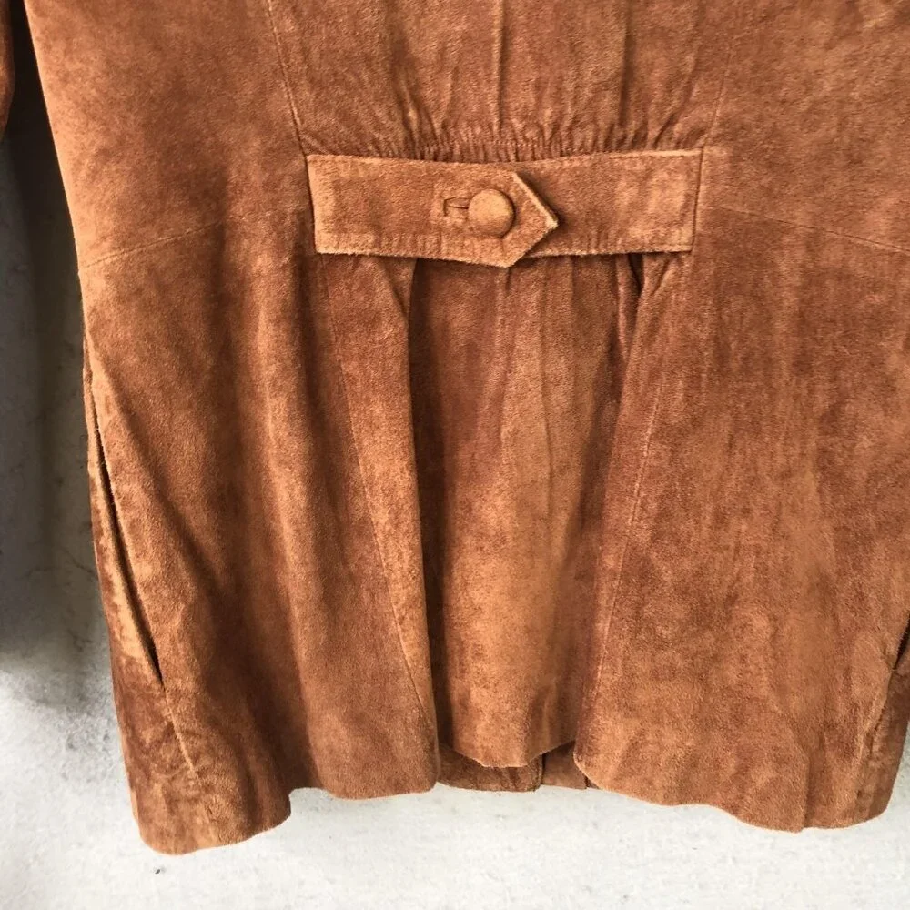 Vintage Nuons Suede Jacket Womens 6 Brown Genuine Leather Blazer - Picture 15 of 16